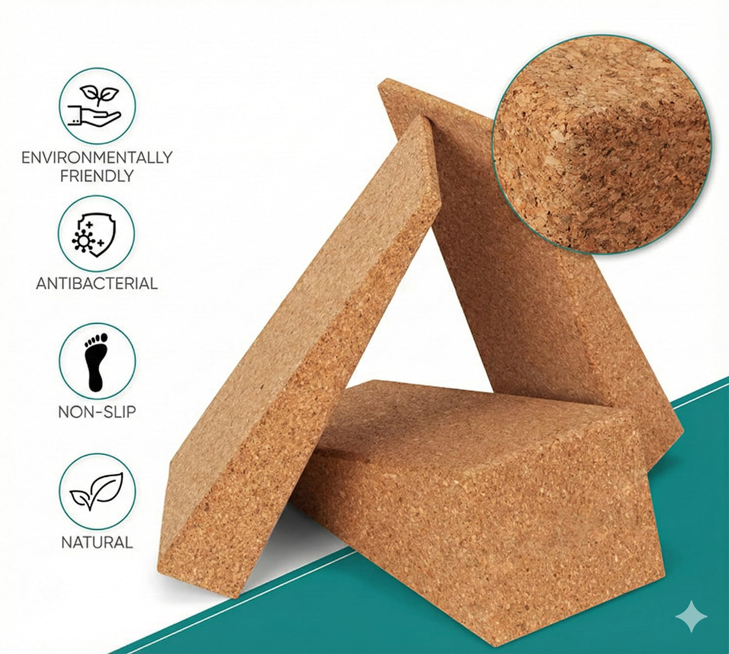 Vertent Cork Squat Wedge Block, 3-Piece Set with Carry Bag