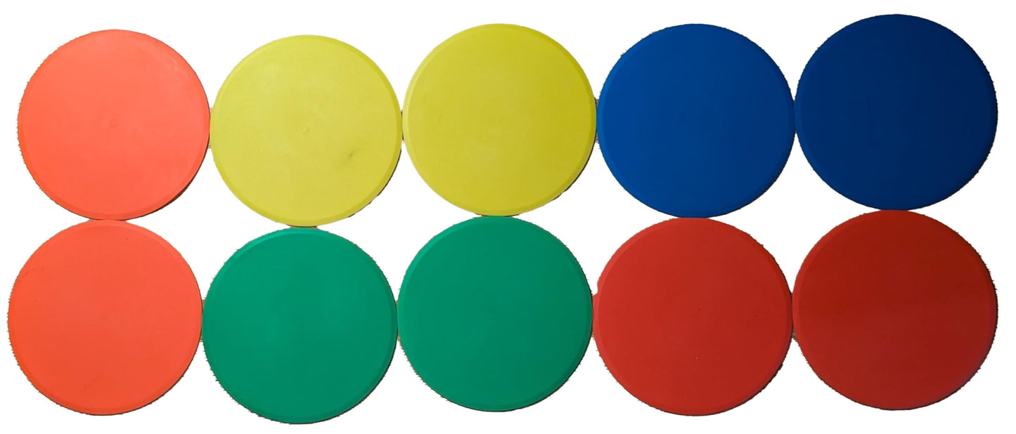 Vertent Flat Disc Markers (Set of 20) - 5 Colours, Full Sized, With Carry Bag