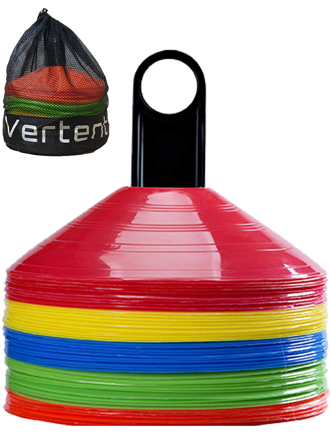 Vertent Football Cones (Set of 50) - with Carry Bag and Cone Holder