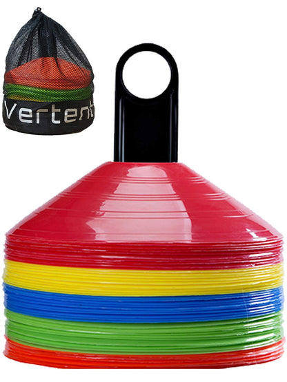Vertent Football Cones (Set of 50) - with Carry Bag and Cone Holder