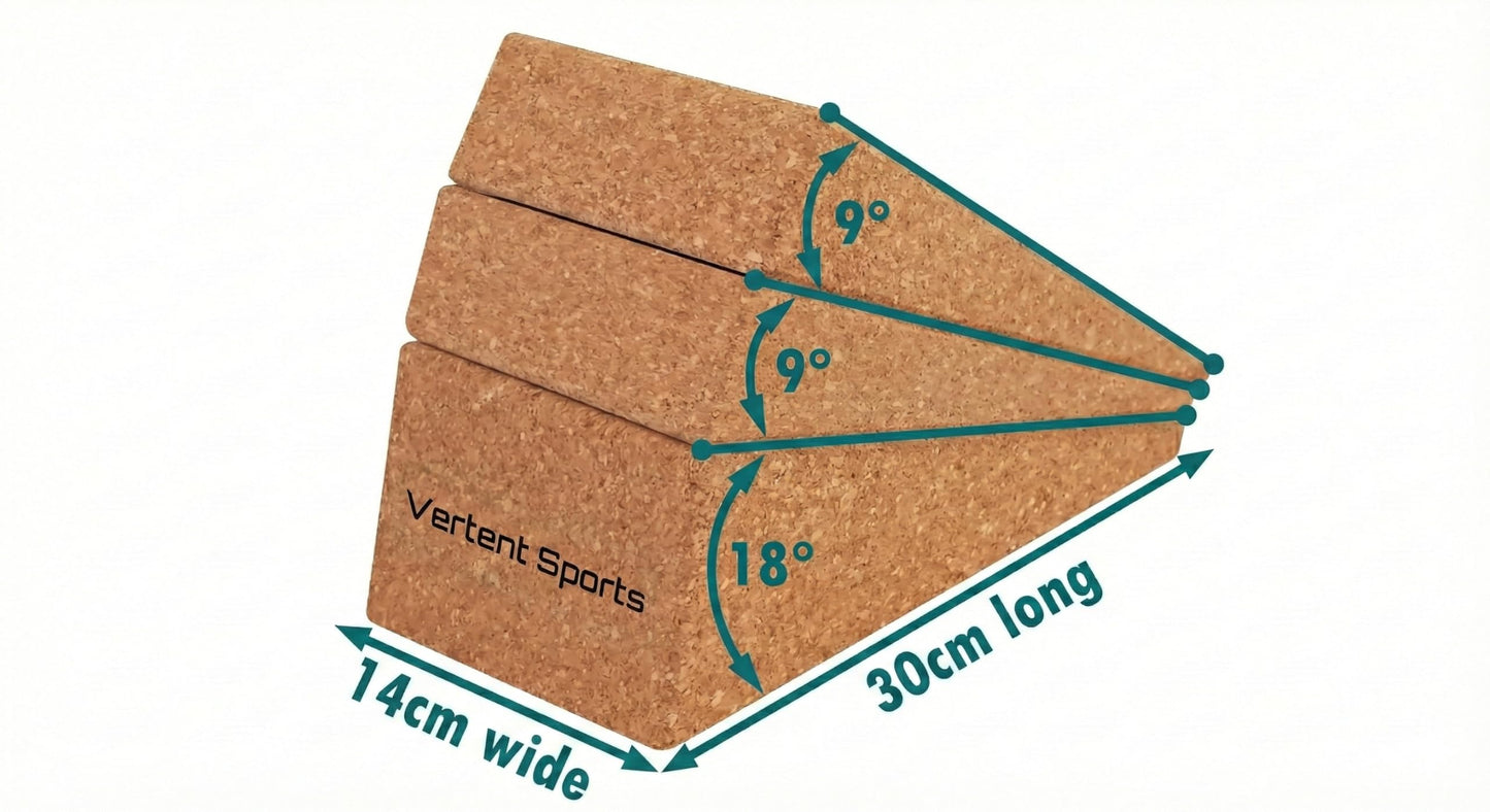 Vertent Cork Squat Wedge Block, 3-Piece Set with Carry Bag